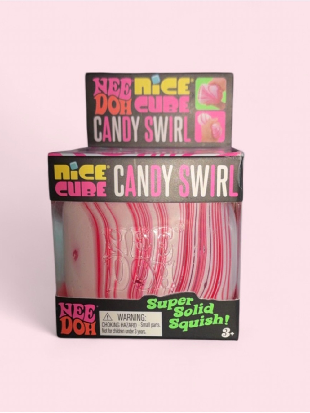 NeeDoh Candy Swirl Super Solid Squish - Pink & White